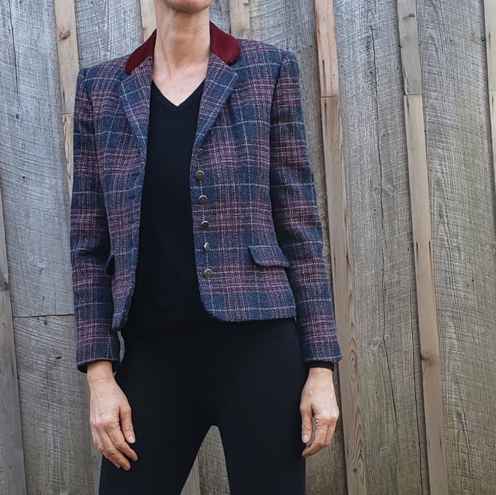 Last chance VTG Wool plaid Blazer - Picture 5 of 14